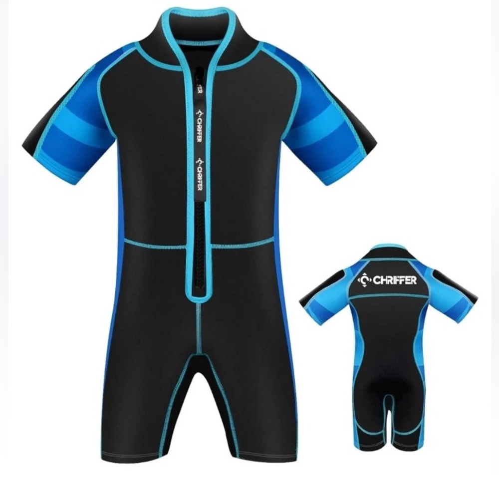 CHRIFFER BOYS XL Dynamic Black and Blue Rashguard with Front Zipper